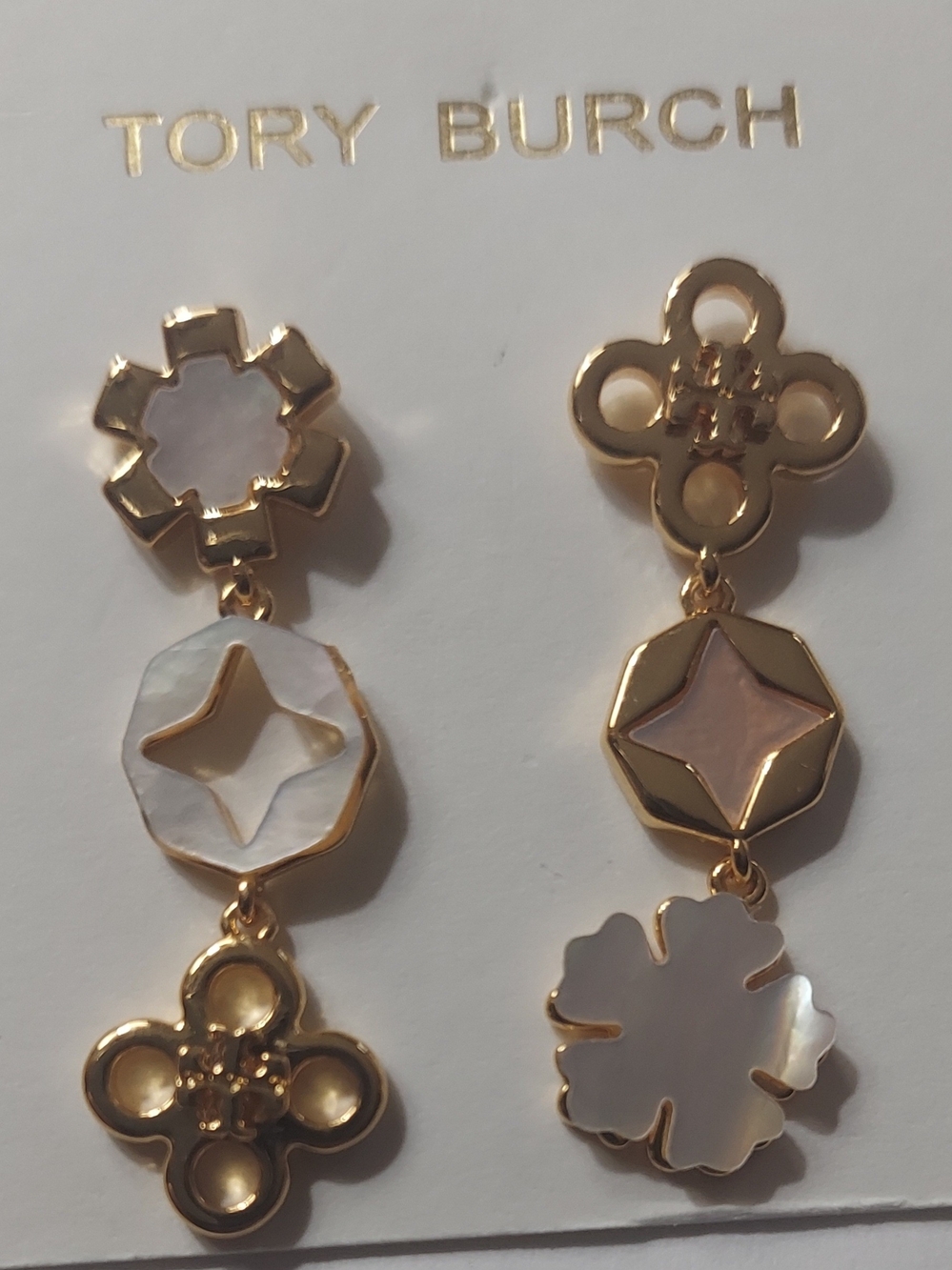 Tory Burch Gold and Mother-of-Pearl Drop Earrings